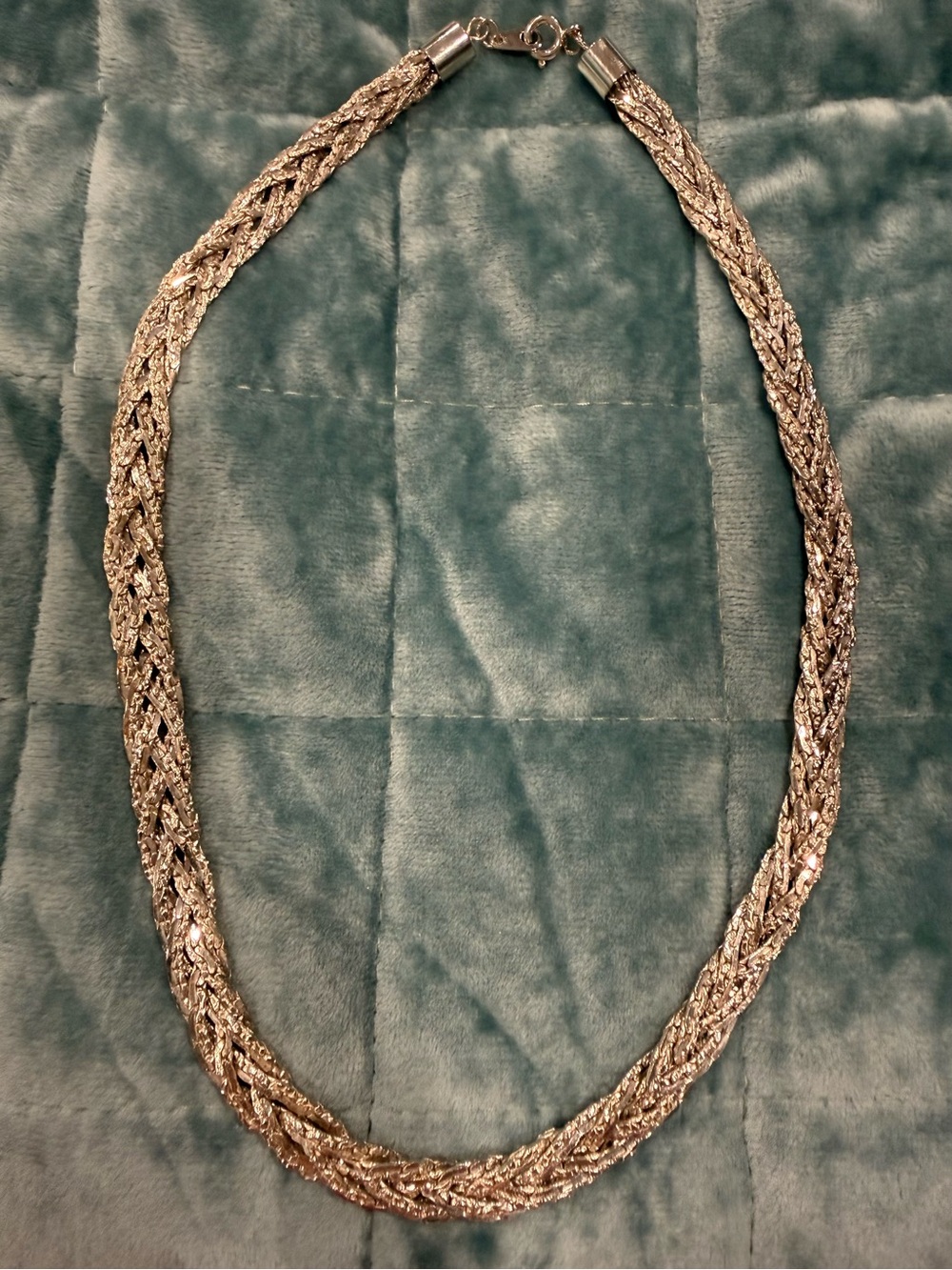 Vintage Silver Tone Multi Strand Braided Chain Statement Necklace